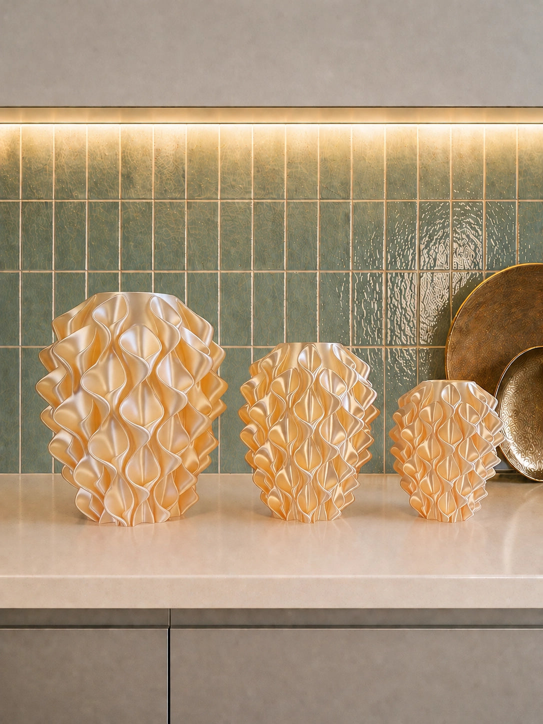 Sereni Silk Champagne design vaas verkrijgbaar in drie formaten